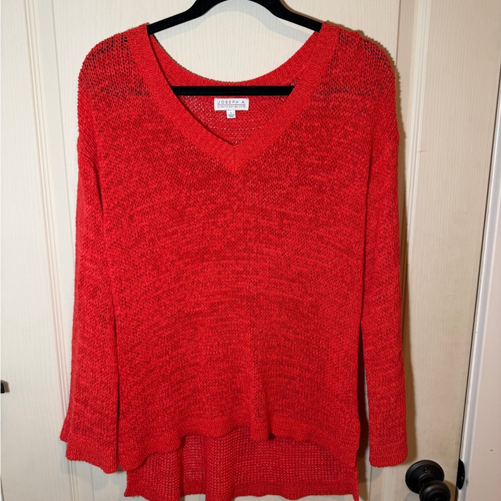 Joseph A Vibrant Red V-Neck Sweater